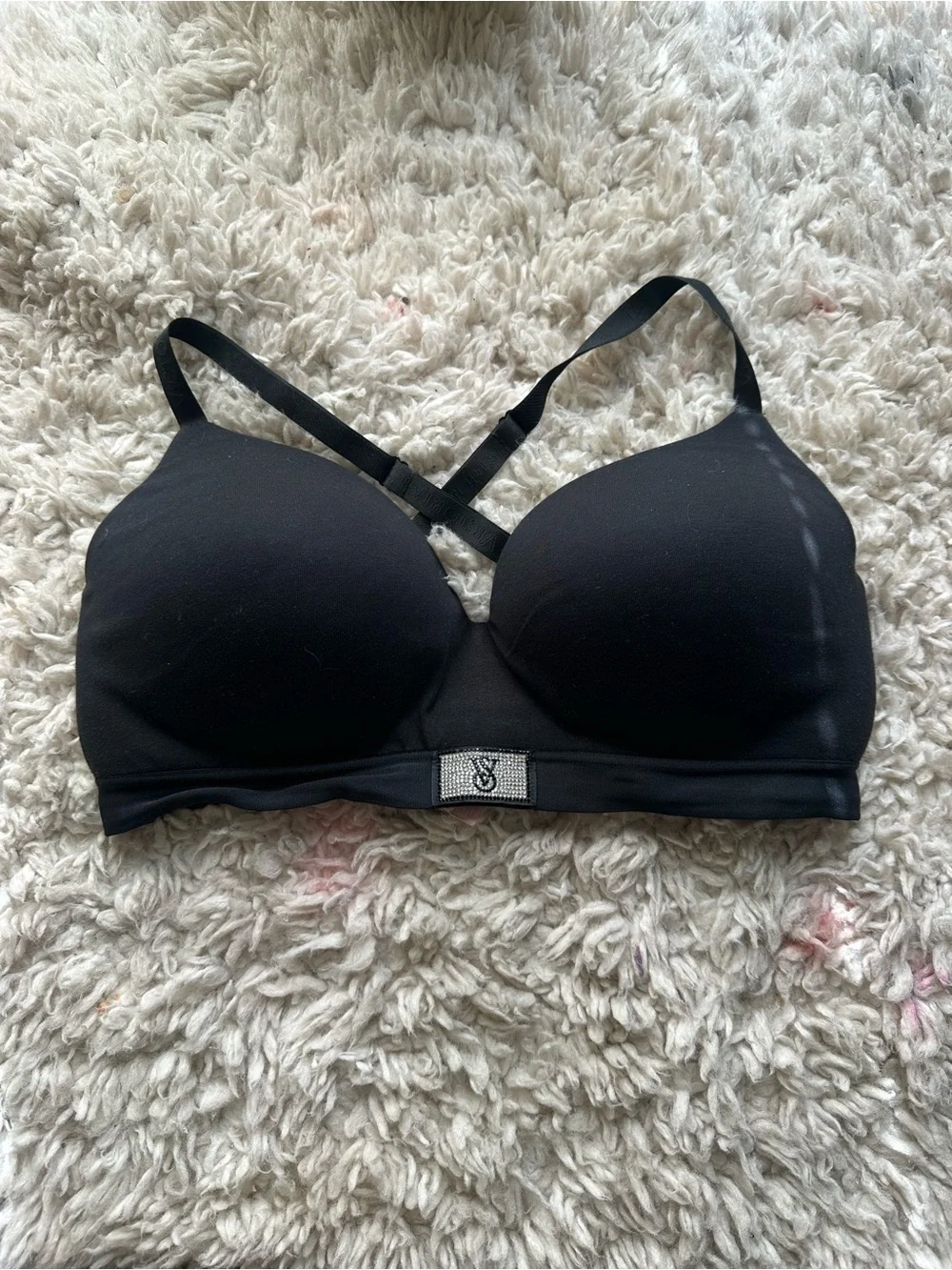 Victoria's Secret Perfect Shape Shine Patch Black Push-Up Bra Size 40DD